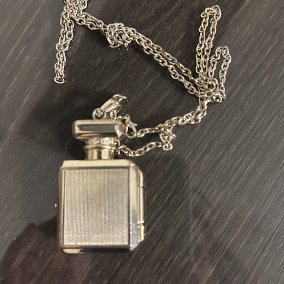 bebe perfume bottle necklace locket gold rhinestone - Picture 3 of 5